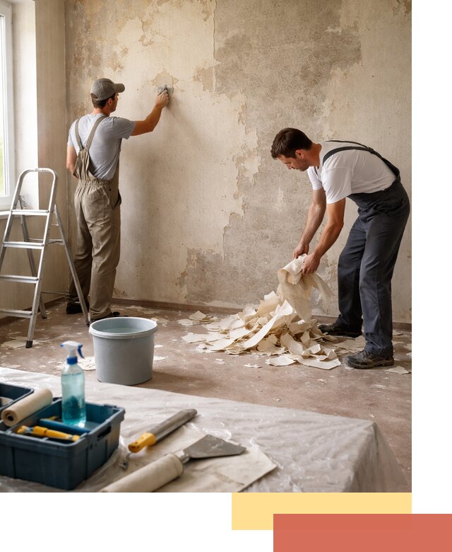 Снятие старых обоев в Пушкине быстро и качественно