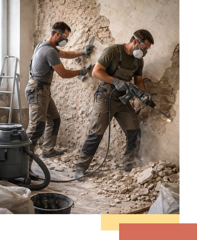 Демонтаж штукатурки со стен в Пушкине быстро и аккуратно