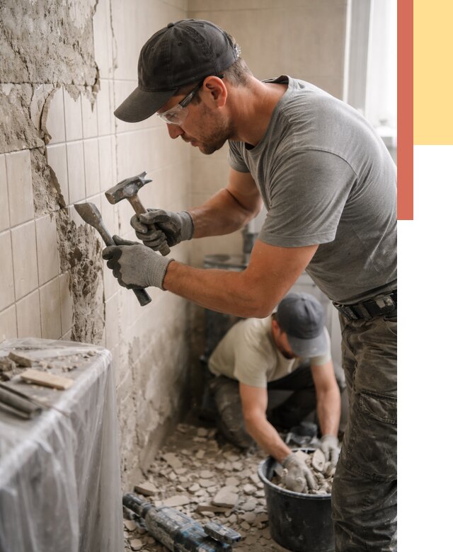 Демонтаж плитки со стен в Пушкине от 919 руб. — быстро и недорого | ОТДЕЛОЧНИК-Пшн