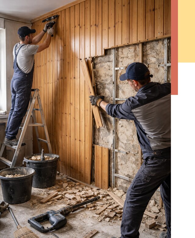 Демонтаж вагонки со стен в Пушкине от 1568 руб. — снятие, удаление, срочно | ОТДЕЛОЧНИК-Пшн