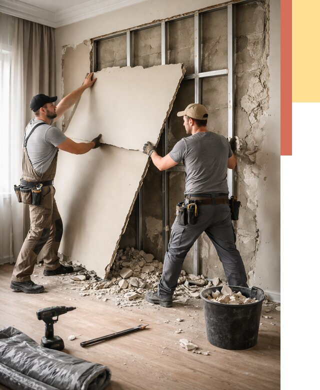 Демонтаж гипсокартона со стен в Пушкине от 379 руб. — услуги демонтажа | ОТДЕЛОЧНИК-Пшн