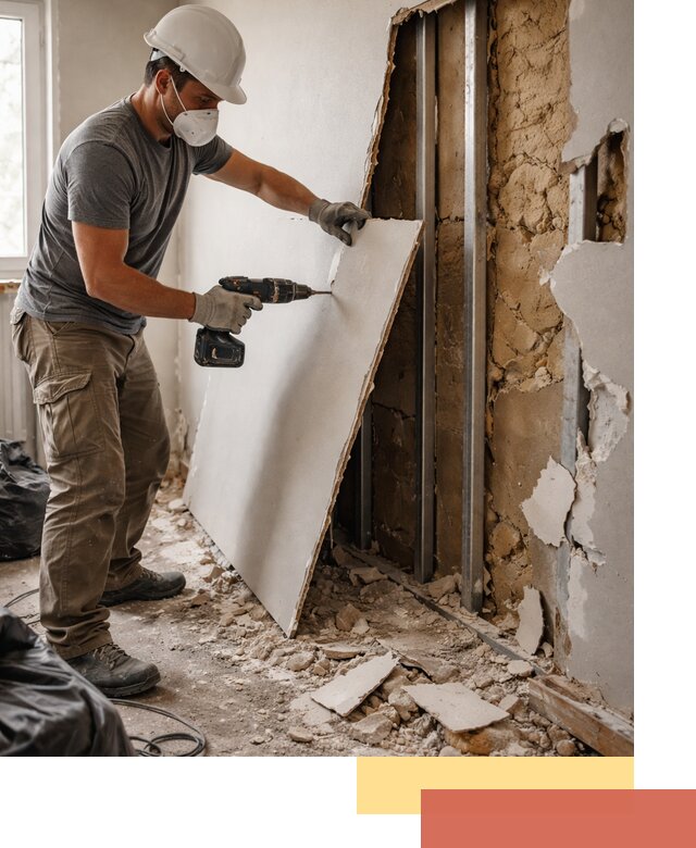 Демонтаж гипсокартона со стен в Пушкине качественно и быстро