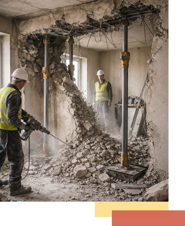 Снос несущих стен в Пушкине с гарантией безопасности и качества