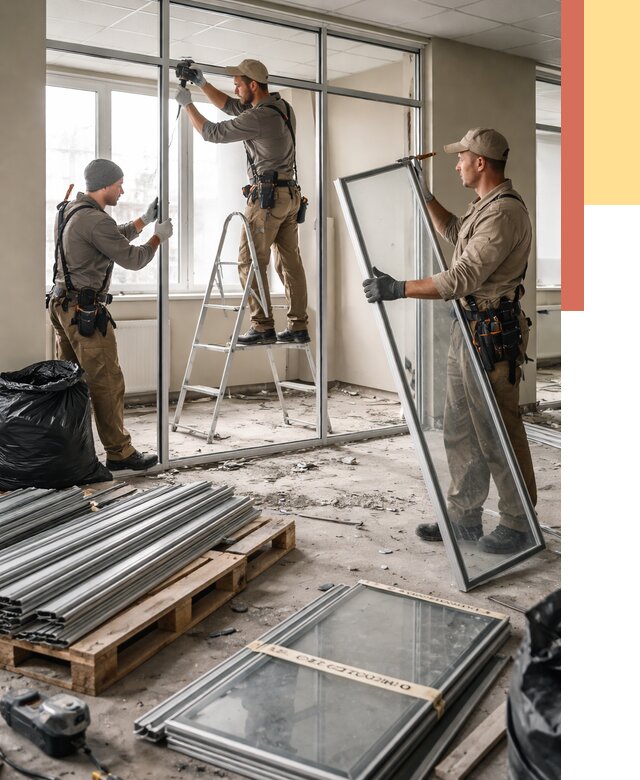 Демонтаж алюминиевых перегородок в Пушкине от 4543 руб. — быстро и недорого | ОТДЕЛОЧНИК-Пшн