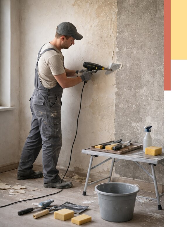 Очистка стен от клея в Пушкине от 2001 руб. — снятие и удаление клея со стен | ОТДЕЛОЧНИК-Пшн