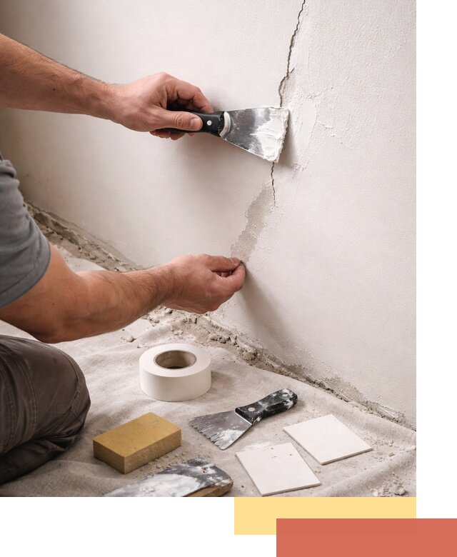 Заделка трещин и сколов в стенах и потолках в Пушкине