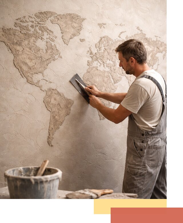 Декоративная штукатурка «Карта мира» под ключ в Пушкине