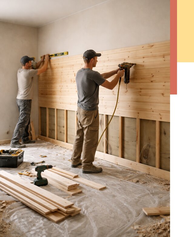 Монтаж деревянной вагонки на стены в Пушкине от 8113 руб. | Услуги монтажа вагонки | ОТДЕЛОЧНИК-Пшн