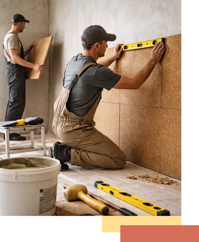 Монтаж пробковых панелей на стены в Пушкине быстро и качественно