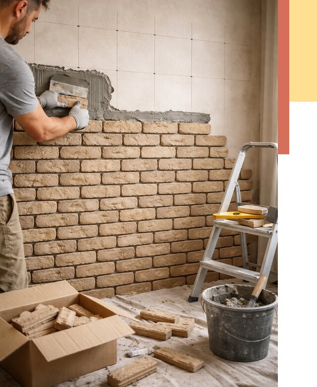 Монтаж декоративного кирпича в Пушкине от 3461 руб./м² — быстро и недорого | ОТДЕЛОЧНИК-Пшн