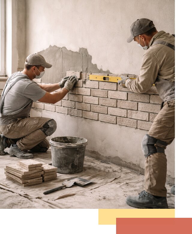 Монтаж декоративного кирпича профессионально в Пушкине