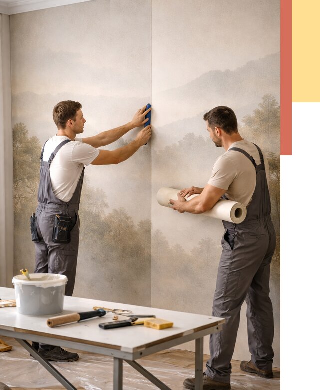 Поклейка фотообоев в Пушкине от 9194 руб/м² — быстро и недорого | ОТДЕЛОЧНИК-Пшн