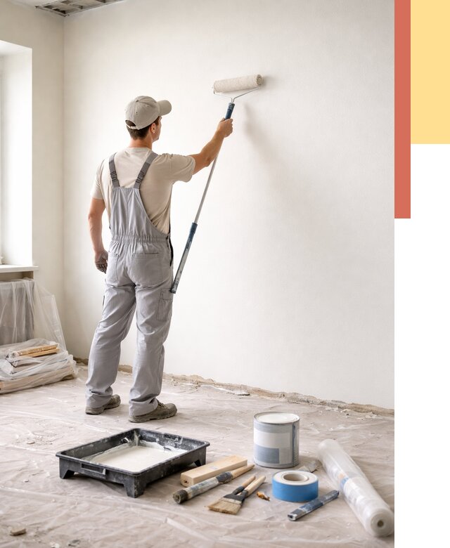 Покраска стен водоэмульсионной краской в Пушкине от 487 руб. за м² | ОТДЕЛОЧНИК-Пшн