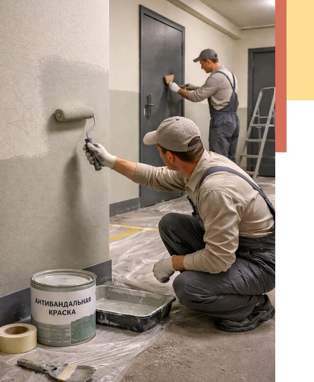 Покраска стен антивандальной краской в Пушкине от 4868 руб./м² под ключ | ОТДЕЛОЧНИК-Пшн