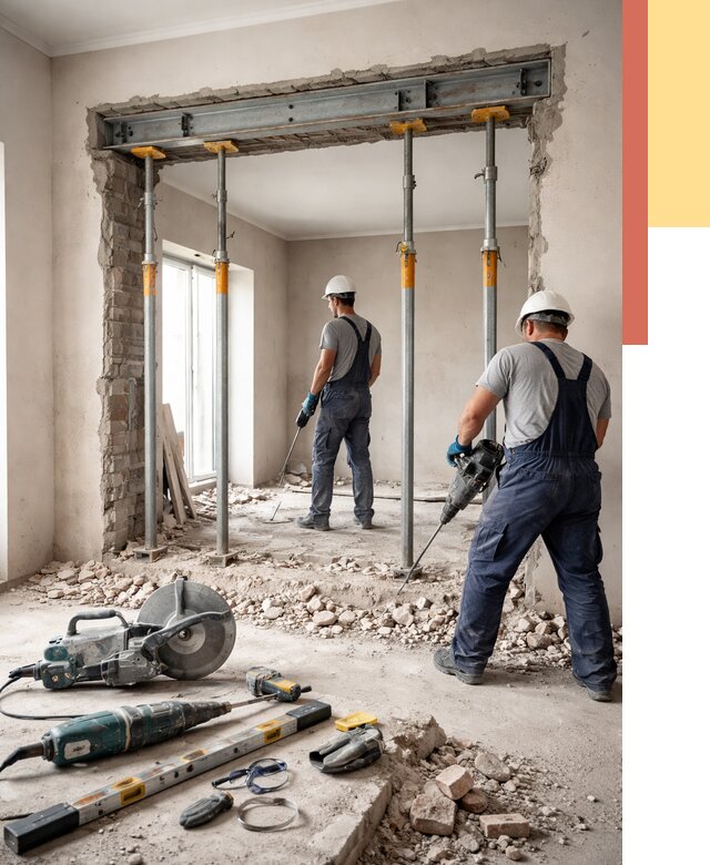 Прорезка проема в стене в Пушкине от 4868 руб. — быстро и недорого | ОТДЕЛОЧНИК-Пшн