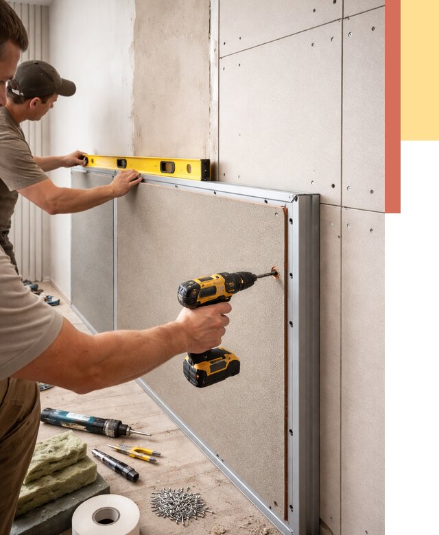 Шумоизоляция стен панелями ЗИПС в Пушкине от 2380 руб./м² под ключ | ОТДЕЛОЧНИК-Пшн