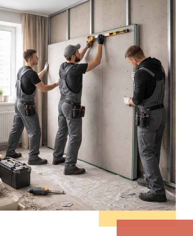 Шумоизоляция стен панелями ЗИПС в Пушкине для жилых и коммерческих помещений