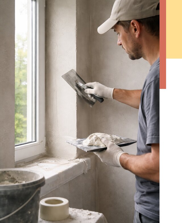 Штукатурка откосов в Пушкине от 4868 руб/м² — услуги и выравнивание под ключ | ОТДЕЛОЧНИК-Пшн