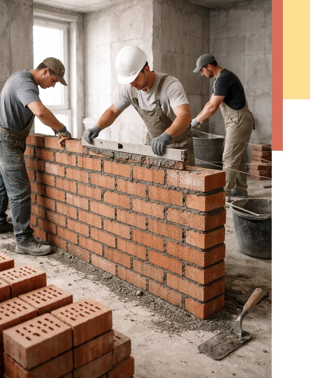 Кладка перегородок из кирпича в Пушкине от 3786 руб. за м² | ОТДЕЛОЧНИК-Пшн