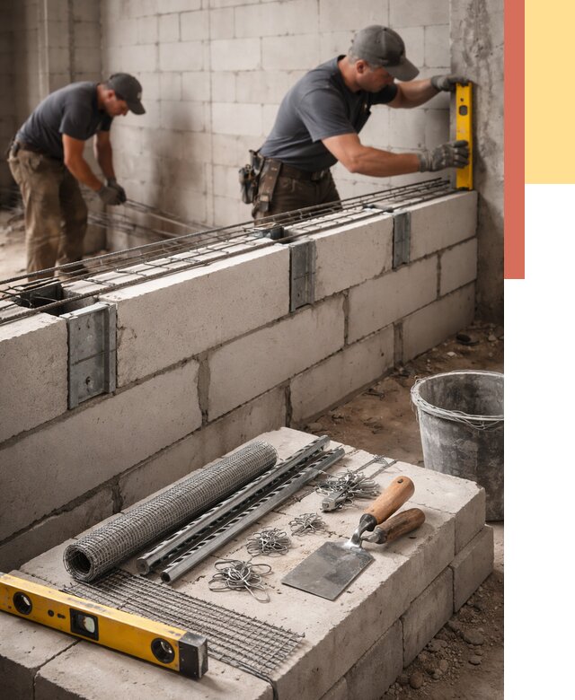 Армирование кладки перегородок в Пушкине от 811 руб. под ключ | ОТДЕЛОЧНИК-Пшн