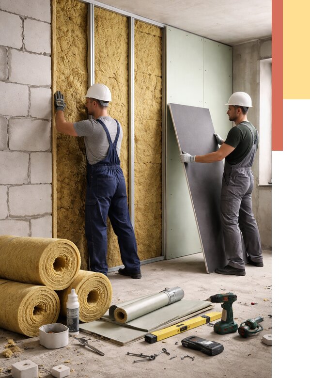 Шумоизоляция перегородок из блоков в Пушкине от 2001 руб./м² — быстро и недорого | ОТДЕЛОЧНИК-Пшн