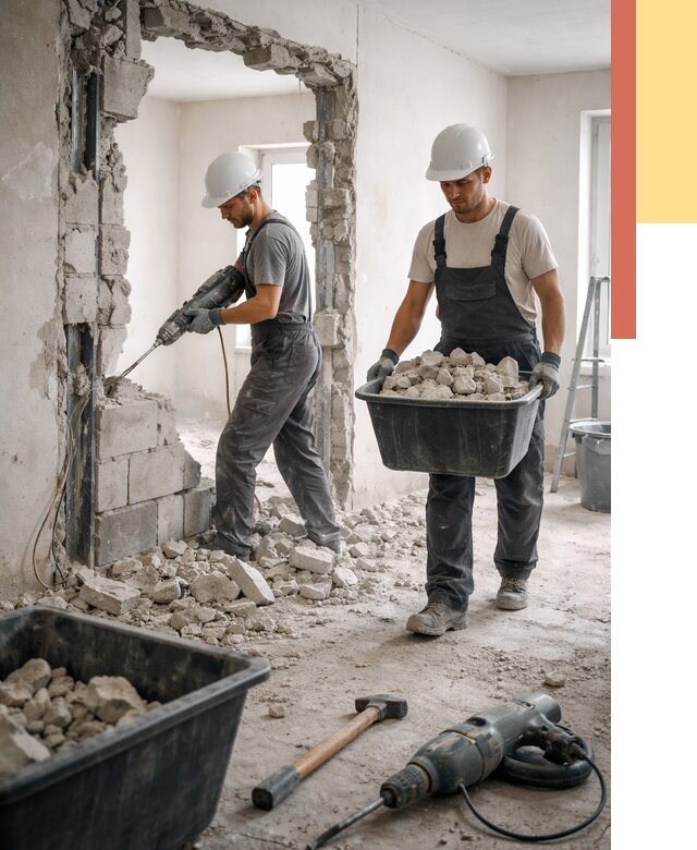 Демонтаж блоковых перегородок в Пушкине от 4056 руб. — быстро и недорого | ОТДЕЛОЧНИК-Пшн