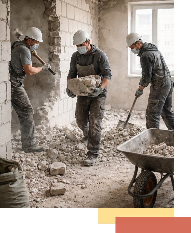 Демонтаж блочных перегородок в Пушкине быстро и аккуратно