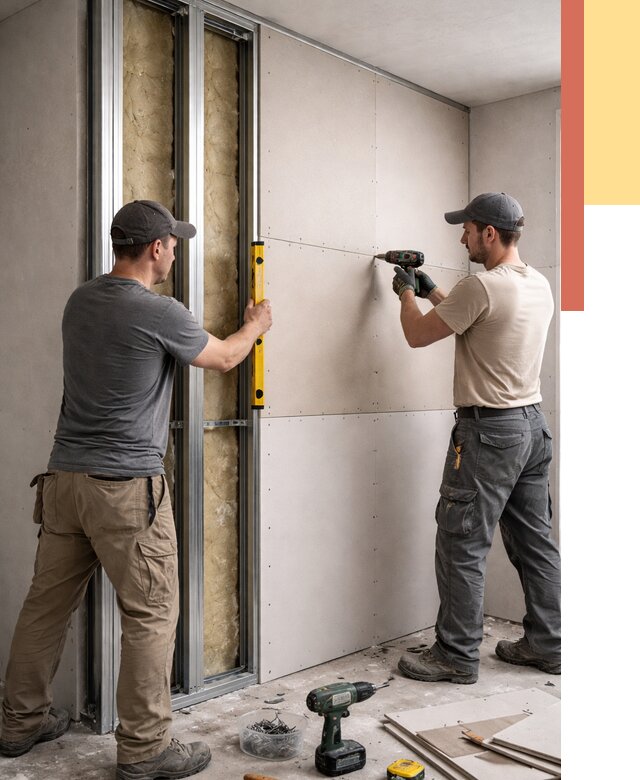 Монтаж двухслойной перегородки из гипсокартона в Пушкине от 1568 руб. | ОТДЕЛОЧНИК-Пшн