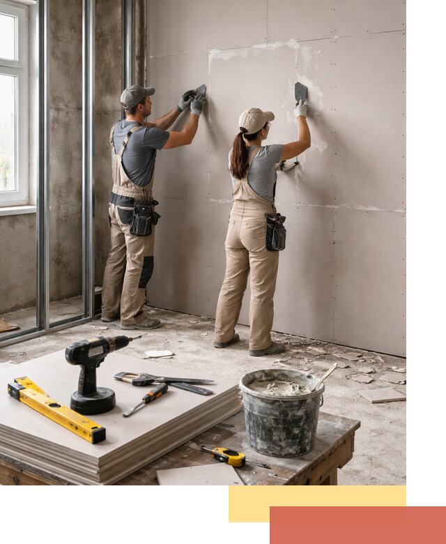 Монтаж двухслойной перегородки из гипсокартона в Пушкине