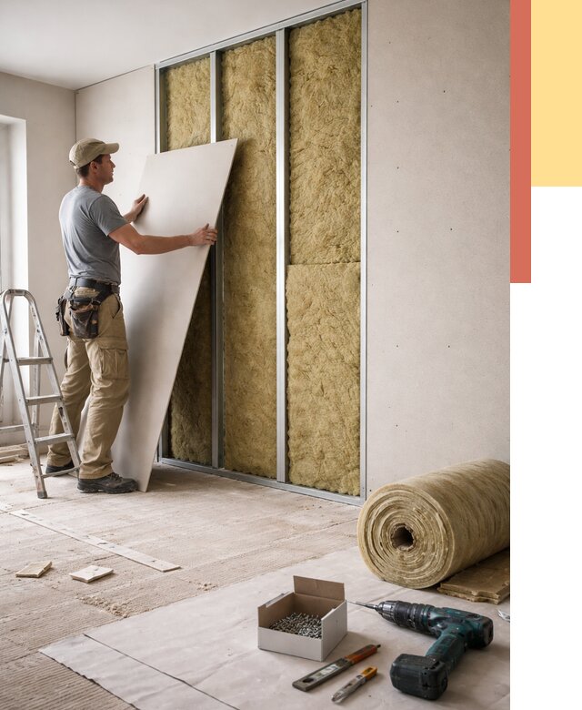 Перегородка из гипсокартона с шумоизоляцией в Пушкине от 3375 руб. | ОТДЕЛОЧНИК-Пшн