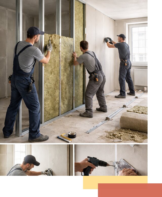 Перегородка из гипсокартона с шумоизоляцией в Пушкине — монтаж под ключ