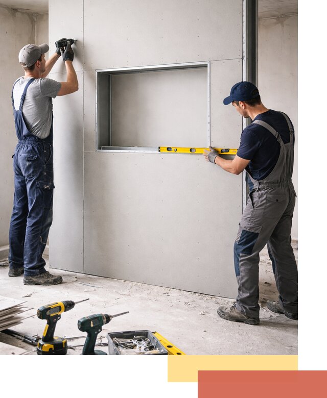 Перегородка из гипсокартона с нишей под декор в Пушкине