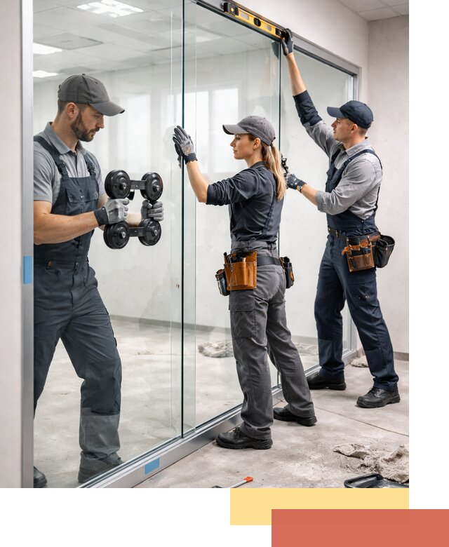 Профессиональный монтаж стеклянных перегородок в Пушкине