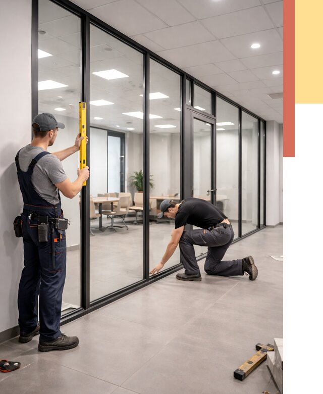 Каркасные стеклянные перегородки в Пушкине под ключ от 9952 руб. | ОТДЕЛОЧНИК-Пшн