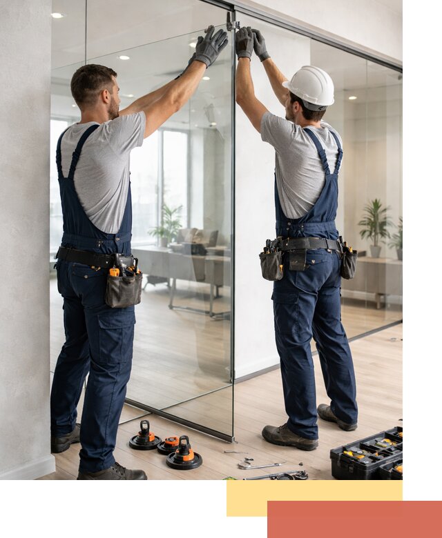 Безрамные стеклянные перегородки под ключ в Пушкине