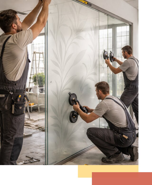 Стеклянные перегородки с рисунком на заказ в Пушкине