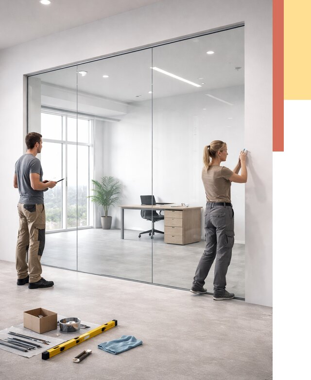 Перегородки из закаленного стекла в Пушкине от 10276 руб. под ключ | ОТДЕЛОЧНИК-Пшн