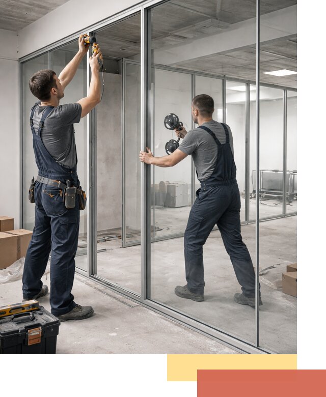 Алюминиевые перегородки со стеклом в Пушкине — изготовление и монтаж