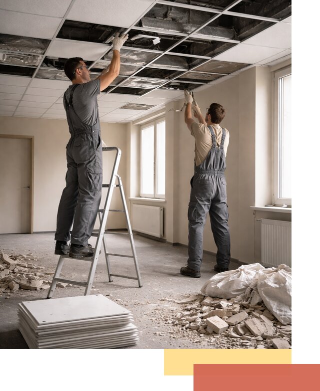 Демонтаж потолков Армстронг профессионально в Пушкине