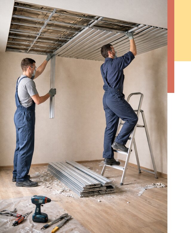 Демонтаж реечного потолка в Пушкине от 4868 руб. быстро и недорого | ОТДЕЛОЧНИК-Пшн