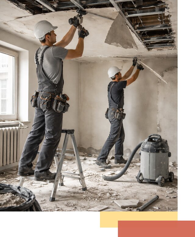 Демонтаж гипсокартонного потолка в Пушкине быстро и аккуратно