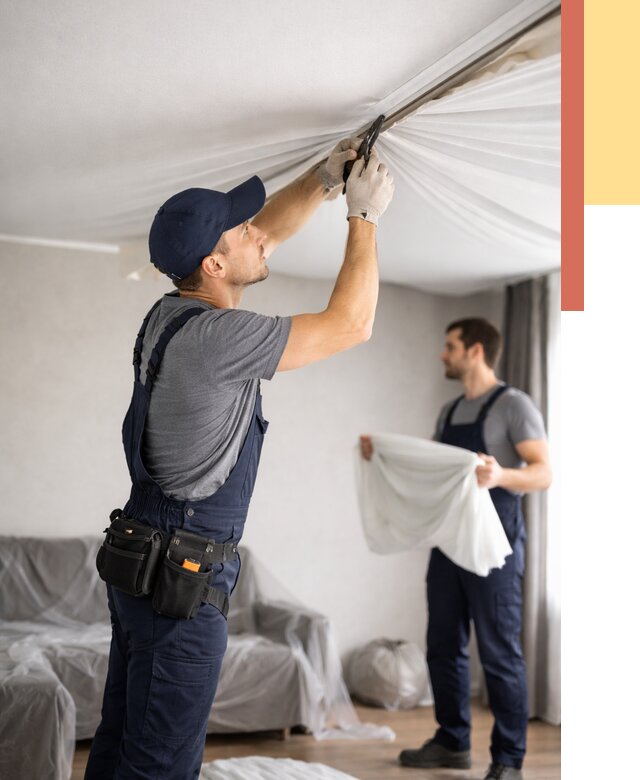 Демонтаж натяжного потолка в Пушкине от 4868 руб. — снятие и разбор под ключ | ОТДЕЛОЧНИК-Пшн