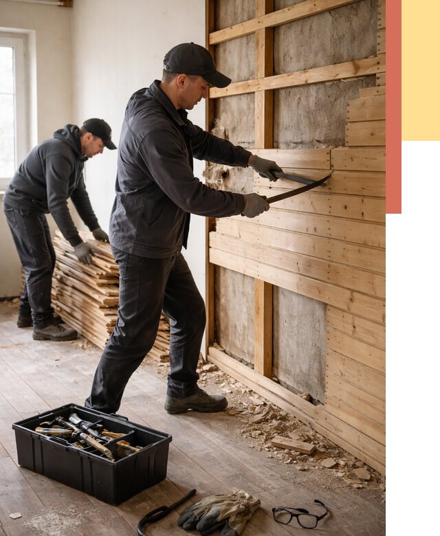 Демонтаж вагонки в Пушкине от 4110 руб/м2 — быстро и недорого | ОТДЕЛОЧНИК-Пшн