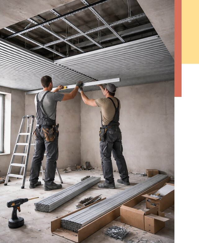 Монтаж реечного потолка в Пушкине от 4868 руб. под ключ | ОТДЕЛОЧНИК-Пшн