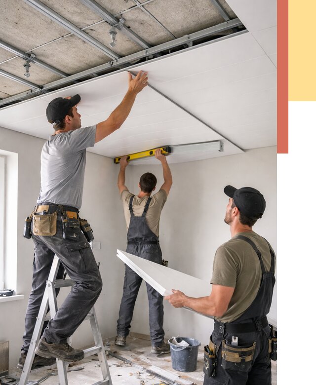 Монтаж потолка из ПВХ панелей в Пушкине от 3786 руб./м2 — быстро и недорого | ОТДЕЛОЧНИК-Пшн