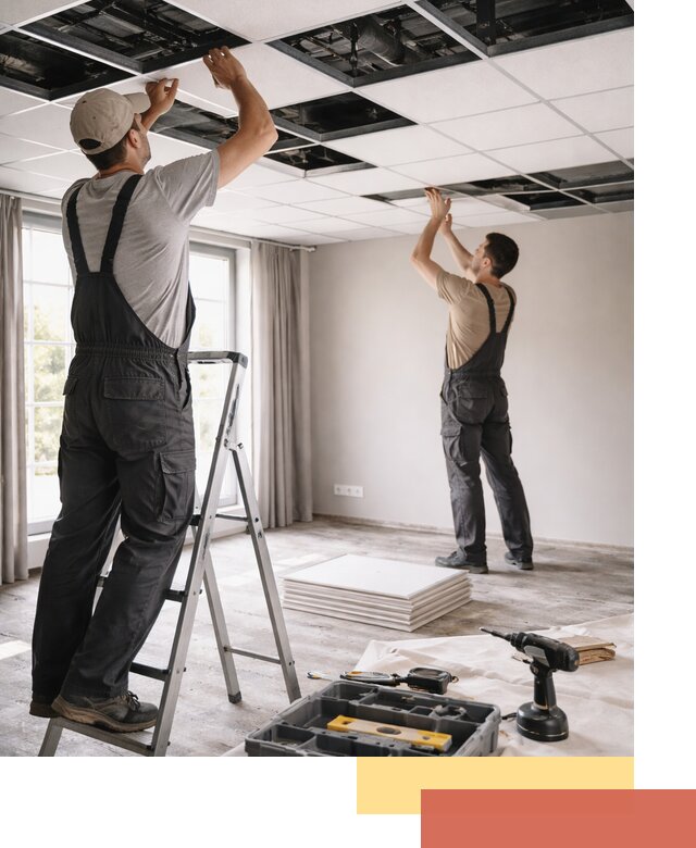 Замена плит подвесного потолка в Пушкине быстро и качественно