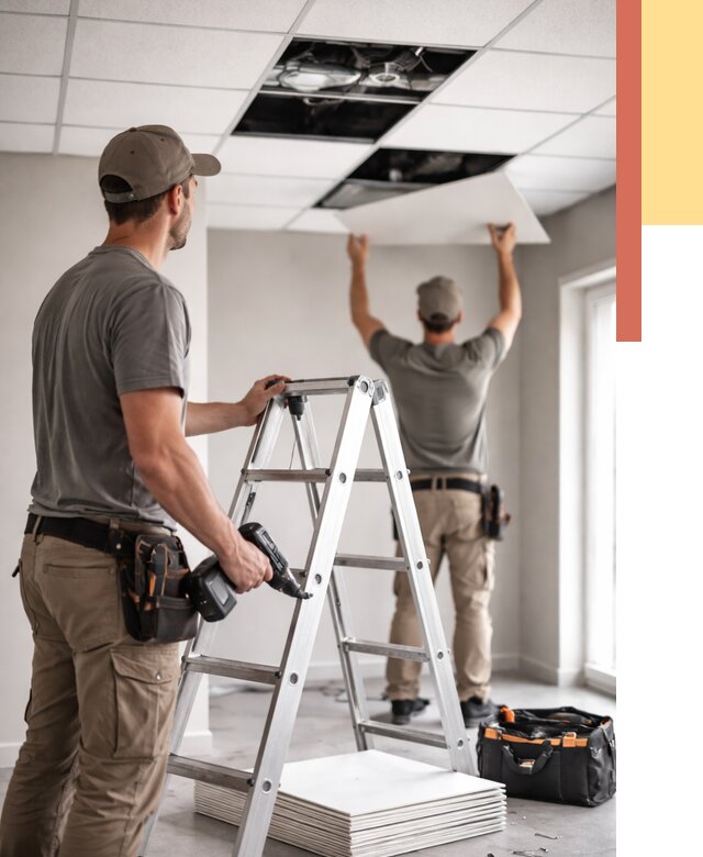 Обслуживание подвесного потолка в Пушкине от 3786 руб. — быстро и недорого | ОТДЕЛОЧНИК-Пшн