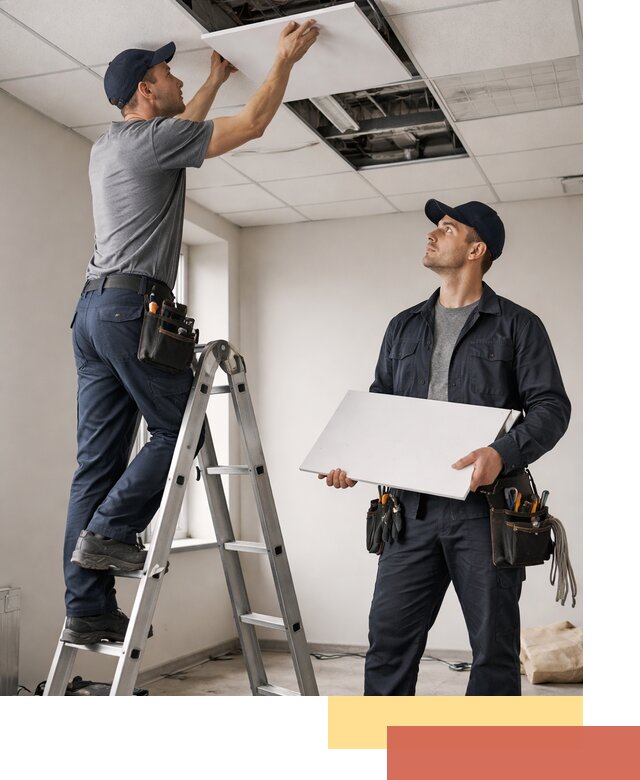 Обслуживание подвесного потолка в Пушкине — ремонт и чистка