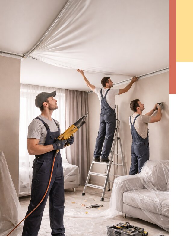 Установка натяжного потолка в Пушкине от 4868 руб. | Быстро и недорого — ОТДЕЛОЧНИК-Пшн