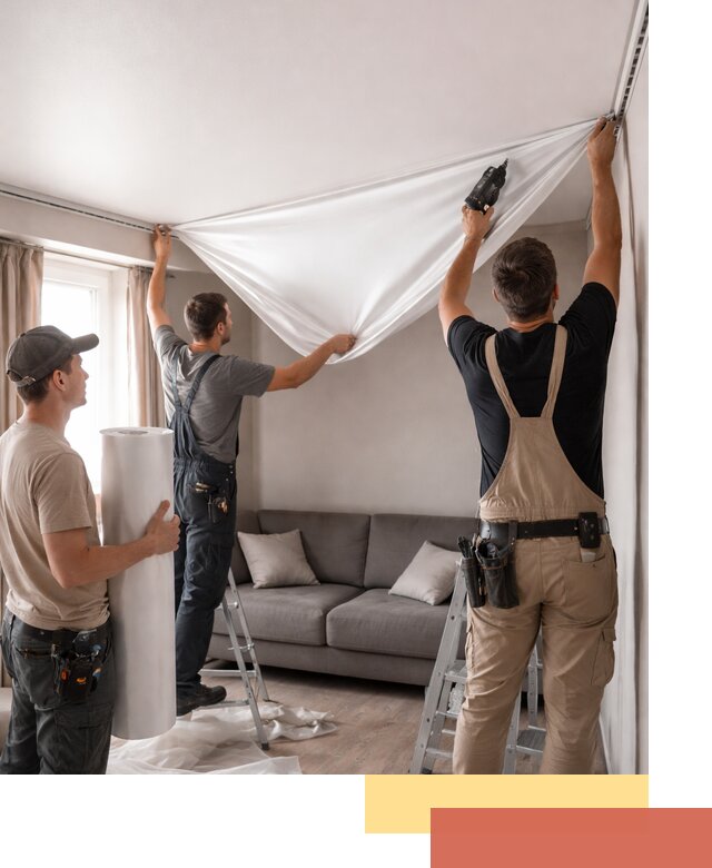 Монтаж сатинового натяжного потолка в Пушкине качественно и быстро